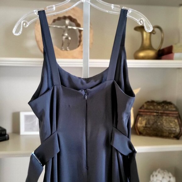 Black Sleeveless Wide-Leg Jumpsuit W Adjustable Side Straps- S - Picture 5 of 8